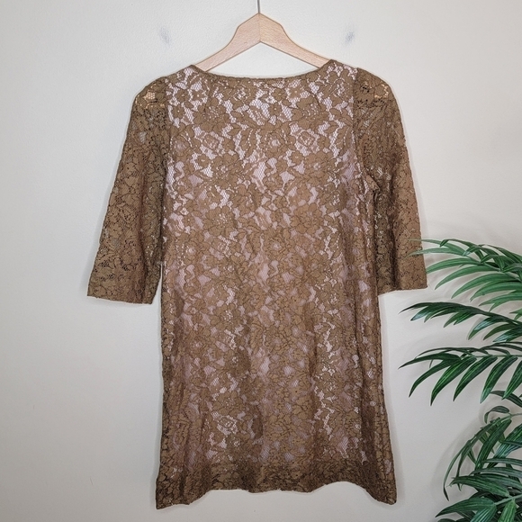 Fossil | Dark Tan Lace Sheath Dress - Picture 3 of 5